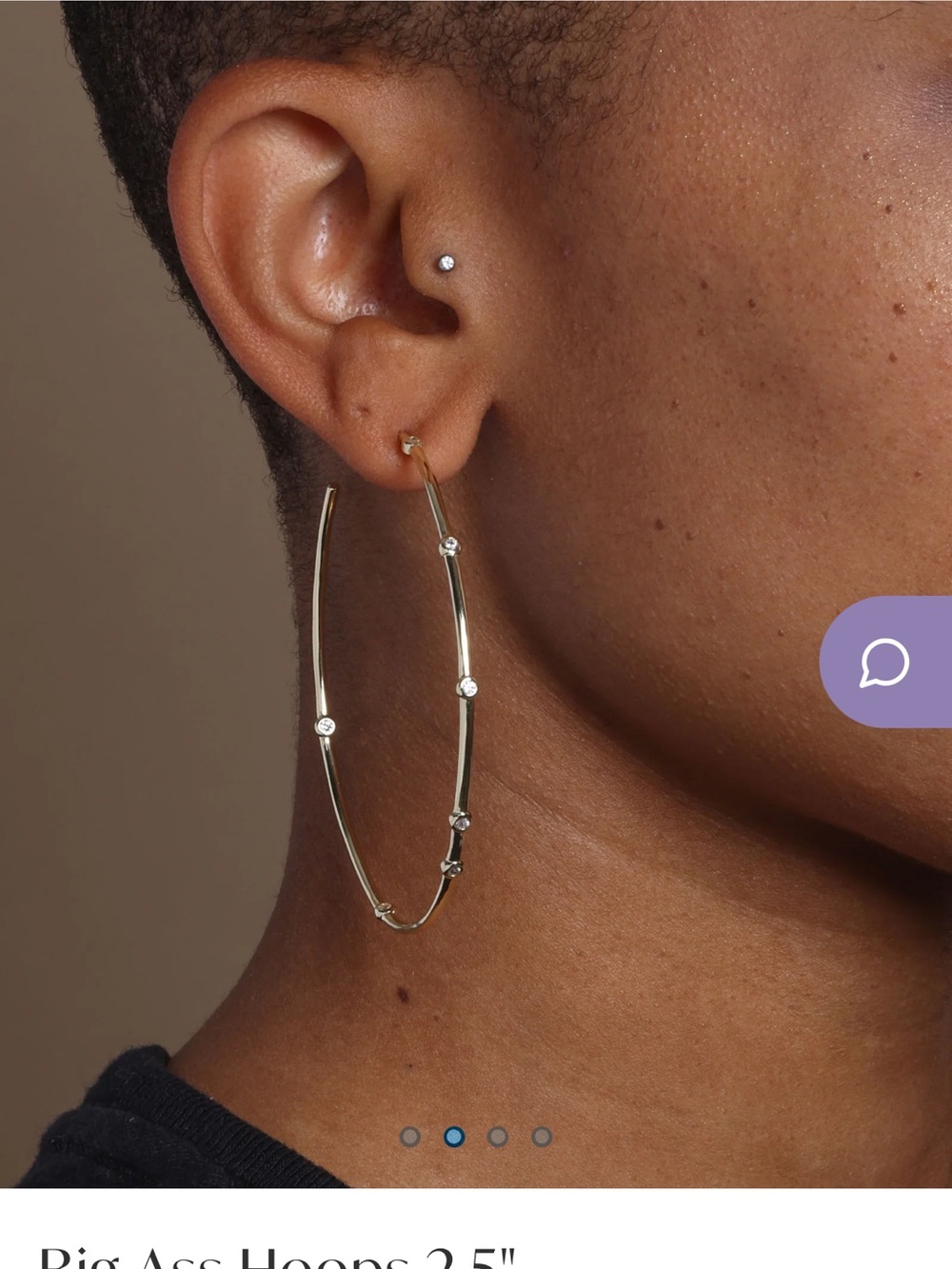 Melinda Maria Big Ass Hoops Gold Tone Studded Hoop Earrings NWT - Picture 4 of 5